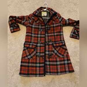 Flying Tomato ModCloth red plaid coat size medium